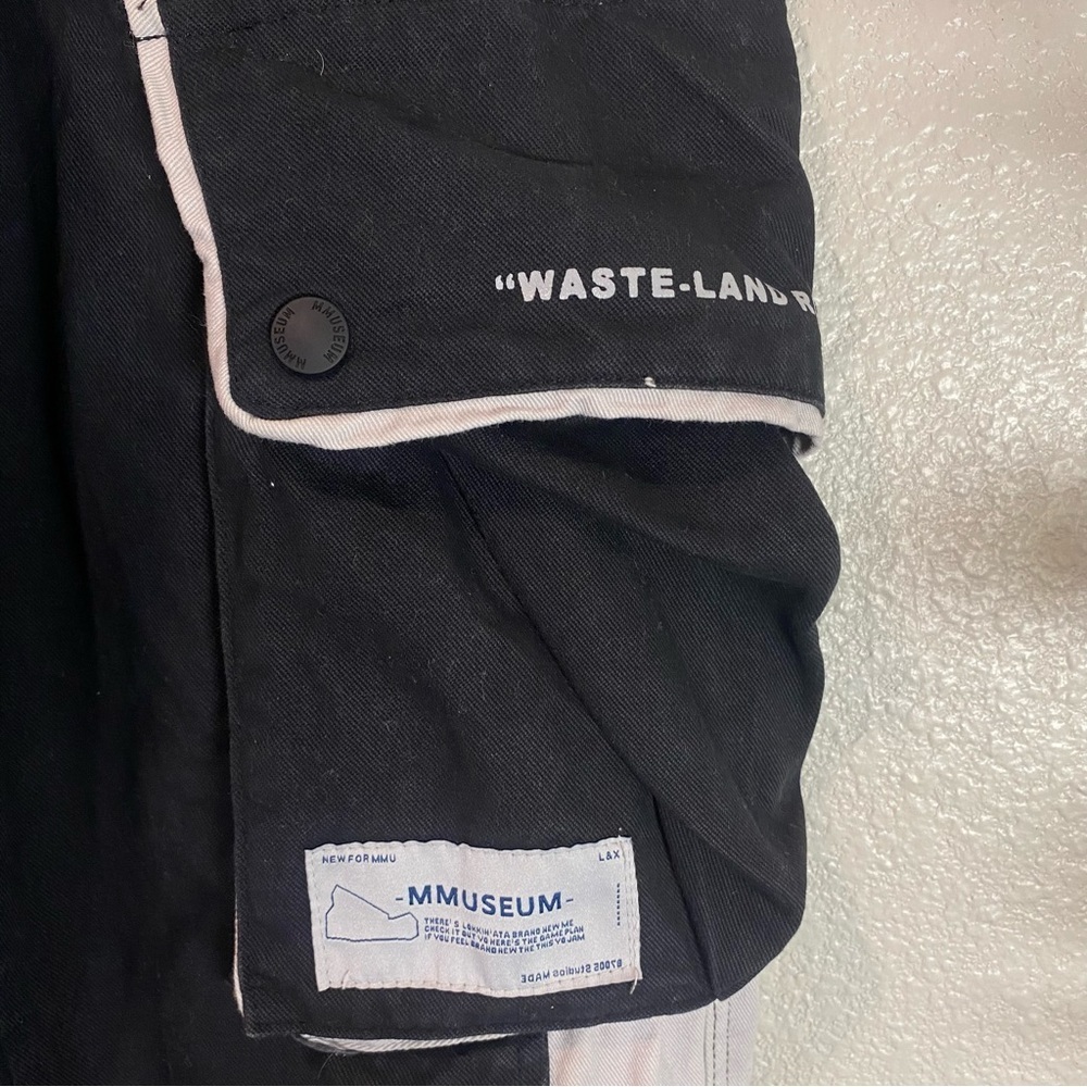 YOA MMUSEUM Black and White Cargo Pants, Men Black and Gray Joggers - Picture 4 of 7